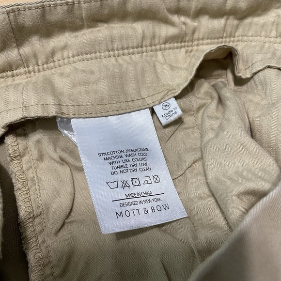 Mott & Bow Pants Men's Size 35 (35x31) Chino Pants Stretch Khaki Straight Leg - Picture 12 of 15